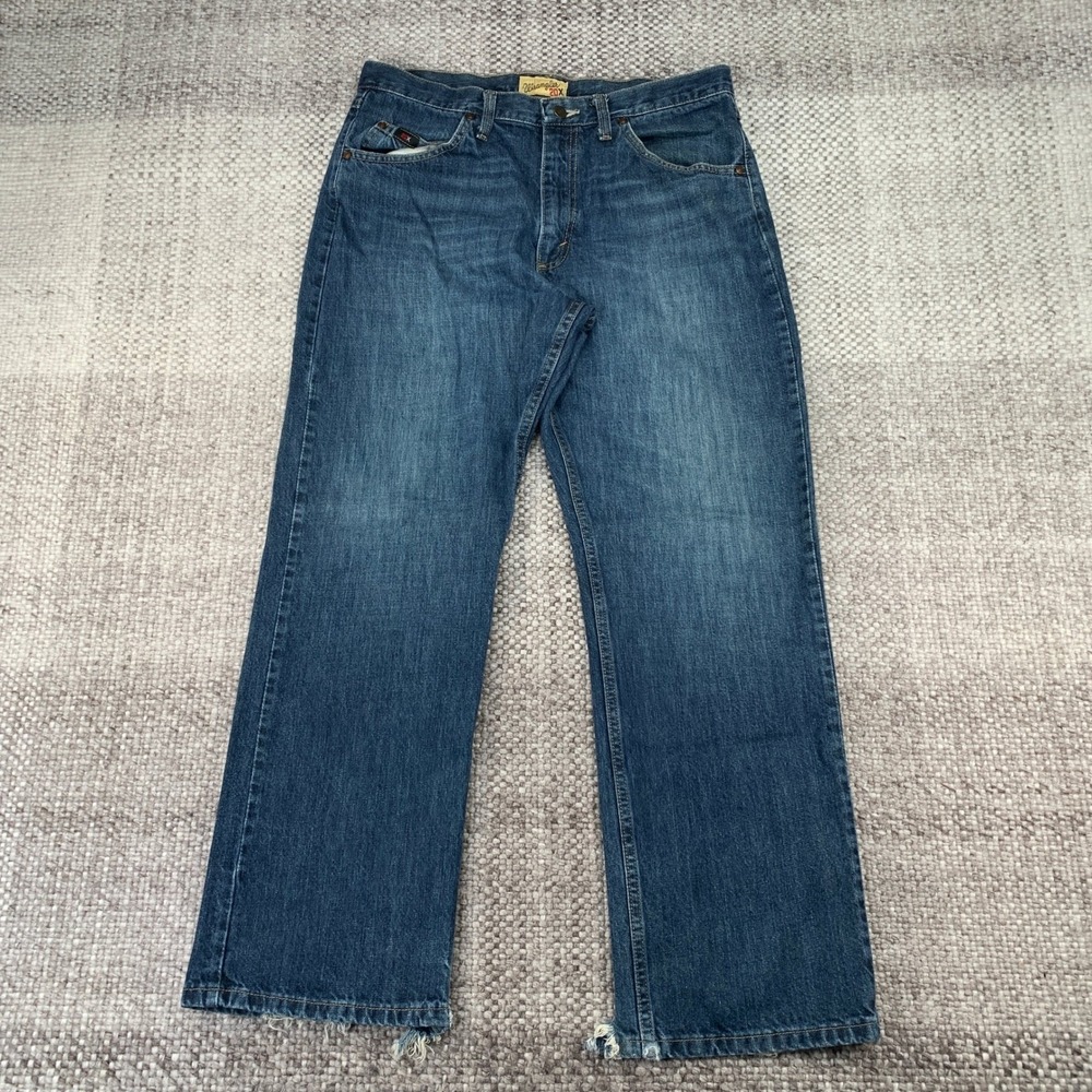 Wrangler 20X Jeans Mens 33x30 Blue 01 Competition Relaxed Fit Distressed Frayed - Picture 1 of 7